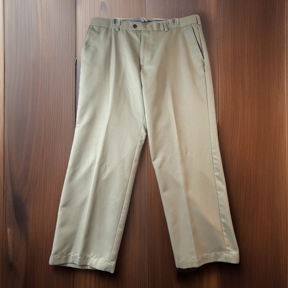 Izod Golf Pants Mens 38x29 Performance Flat Front Tan‎